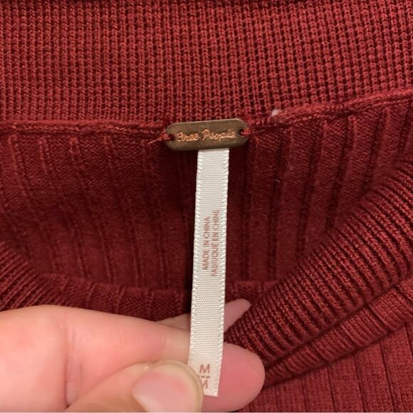 Free People Mod Faux Wrap Ribbed Mini Skirt Burgundy Size M Boho Minimalist - Picture 11 of 14